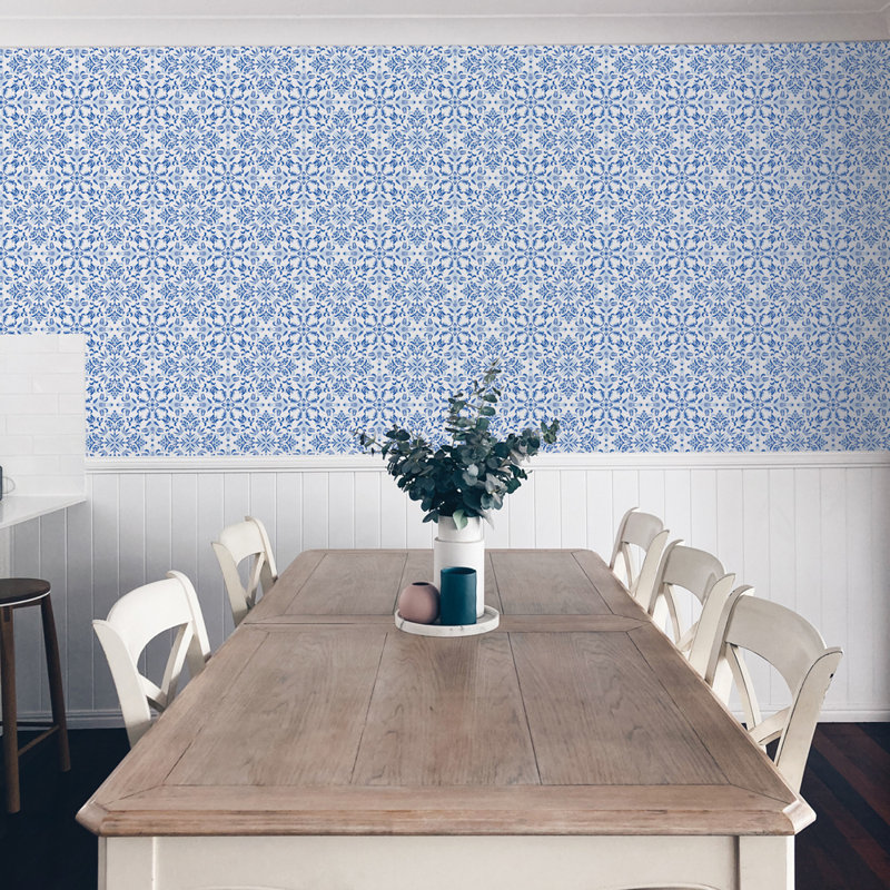 16.5' L x 20.5" W Peel and Stick Wallpaper Roll, Lisbon Blue