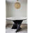 Willene Waterfall Round Marble Dining Table Set with Sculptural Base and 6 Woven Strap Chairs – 7-Piece Modern Dining Set with Metal Frame-961105445