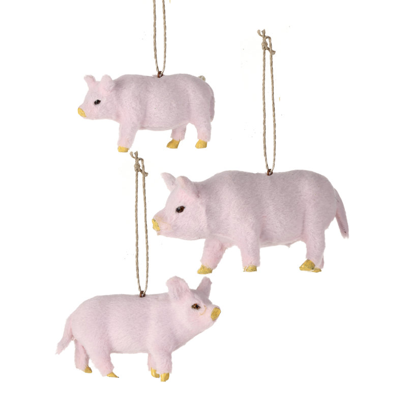Ensemble de 3 ornements de famille de cochons 3,5 à 5,5 po