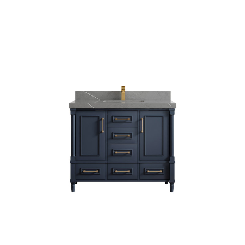 Aberdeen 42'' Single Bathroom Vanity with Top, Piatra Gray