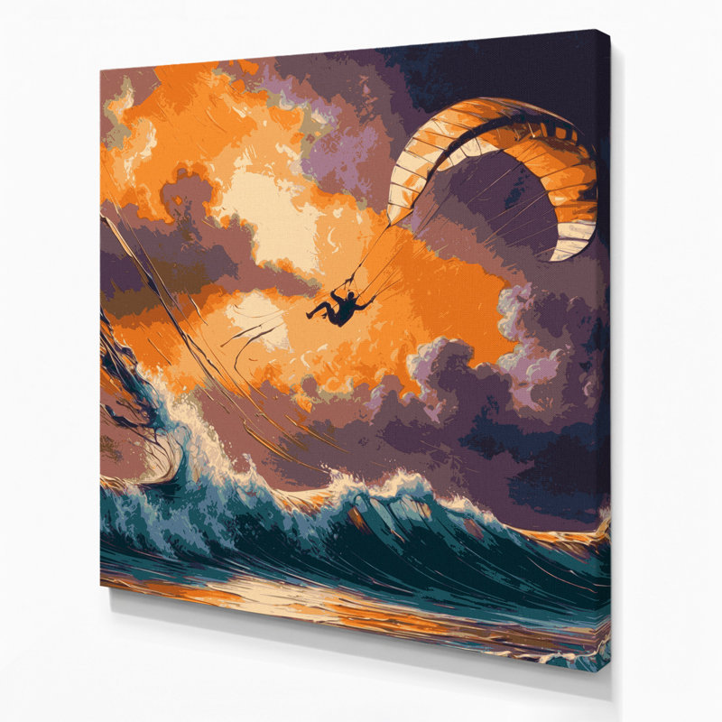 Art sur toile gris Sports Kiteboarding, H 32 po x l 32 po