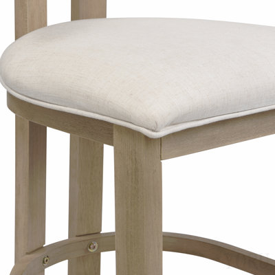 26" Counter Height Bar Stool, Upholstered Counter Stools (Set Of 2)-Light Ash+Beige
