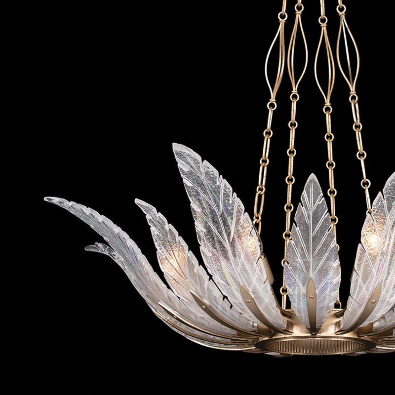 Lustre rond 39 po Plume, Doré