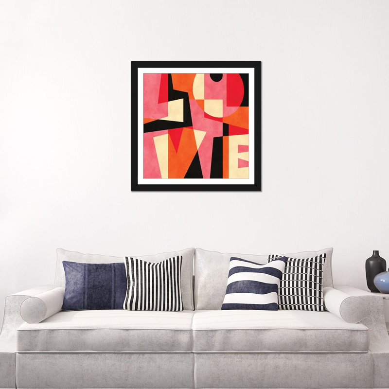 « love », impression sur toile, H 24 po x l 24 po x P 1 po, Papier d'art encadré noir, Blanc