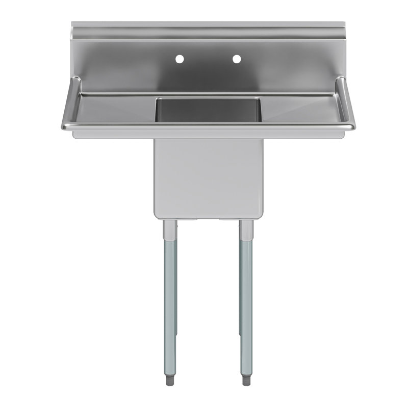 Évier à un compartiment en acier inoxydable de 38 po x 22 po avec cuve de 16 po x 14 po et double égouttoir de 12 po