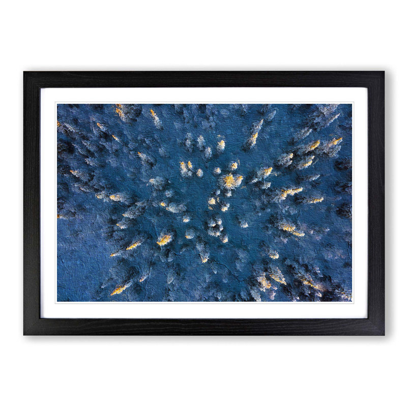 Snow Covered Forest - Picture Frame Painting Print, Black Framed, 48cm H x 65cm W x 2cm D
