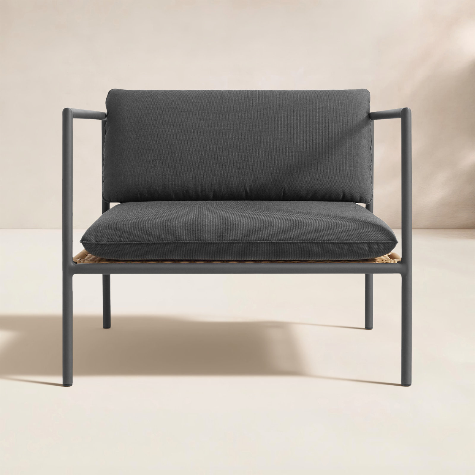 Dog Days Powder Coated Aluminum Outdoor Lounge Chair , Sunbrella® Cushions Included, Sunbrella Coal, Charcoal