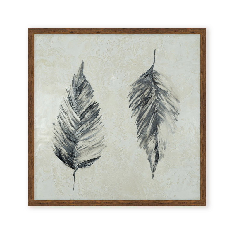 Nature Inspired "Silver Foliage" Canvas Wall Art By , 12" H x 12" W x 1.125" D, Framed Matted Print, Black