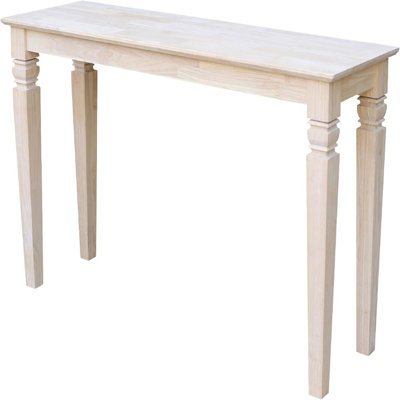 Console Java en bois véritable massif, bois de scie robuste, salon / entrée familiale, capacité de 50 lb, l 52 po x P 16 po x H 30 po, prêt pour la peinture / teinture, non fini