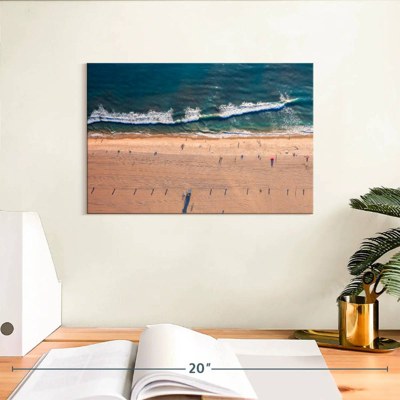 Vue aérienne de la plage Gillard Santa Monica, H 8 po x l 12 po
