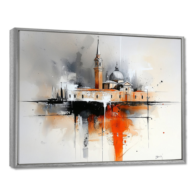 Aquarelle de Venise, architecture III - art mural de Venise, H 16 po x l 32 po, Argent argent