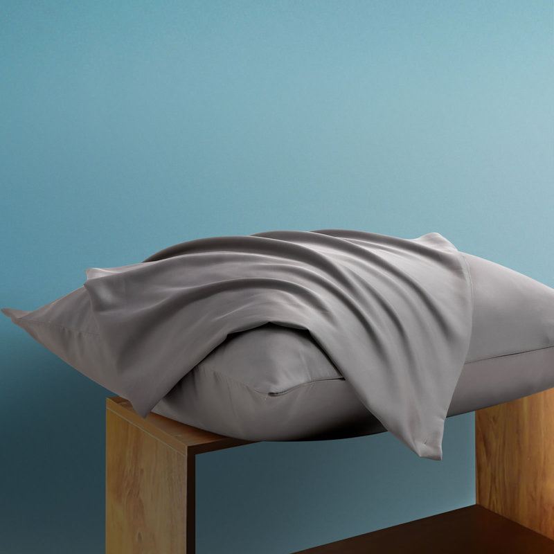 Ensemble de deux taies d'oreiller Silk Luxe, Taie d'oreiller pour lit simple, gris