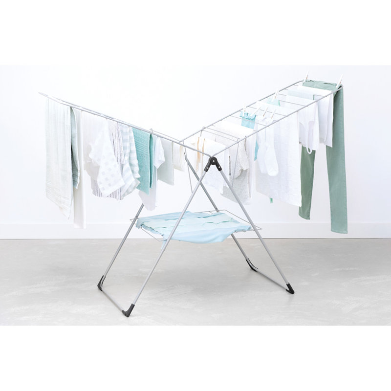 HangOn Brabantia T Model Folding Drying Rack, Metallic Grey