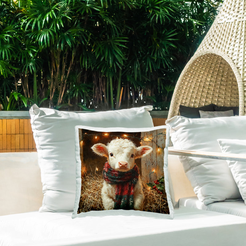 Coussin d'extérieur imprimé blanc