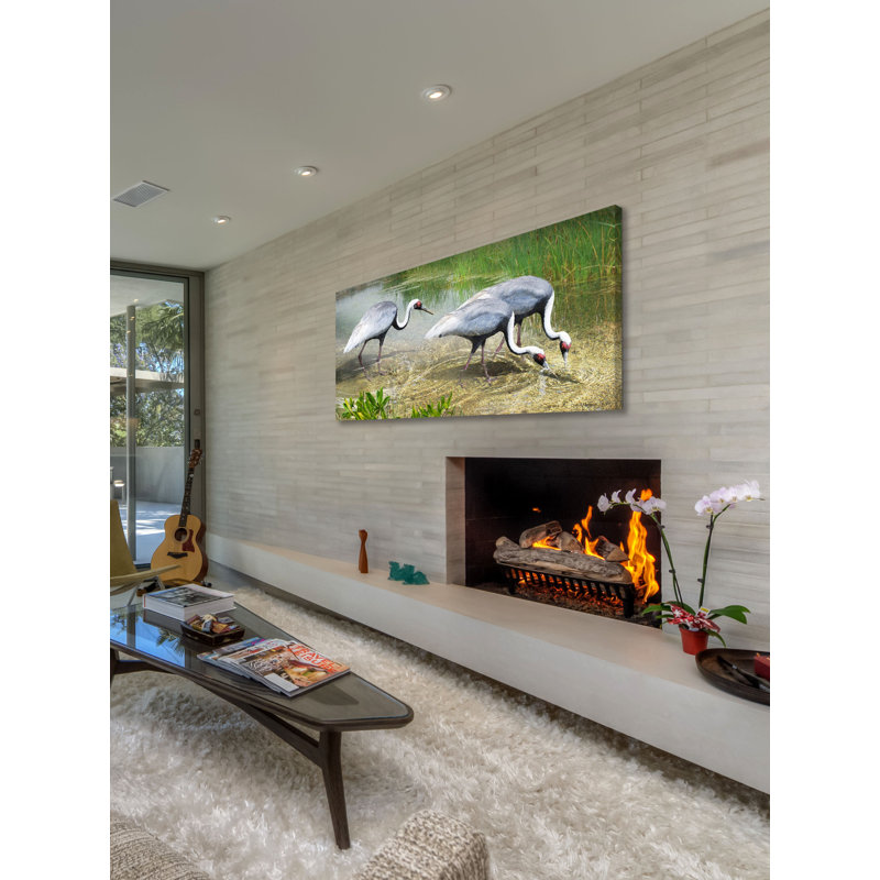White Naped Cranes by Chris Vest - Wrapped Canvas Print, 76 cm H x 152 cm W