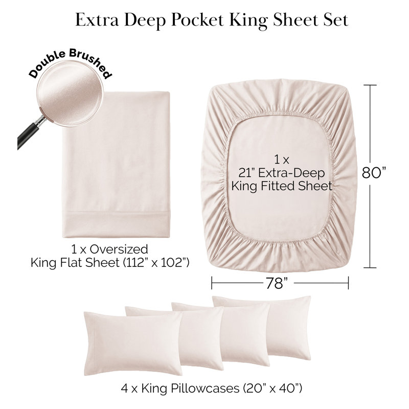 Vilano Springs Extra Deep Pocket Sheet Set, 6-Piece Ultra Soft Microfiber Sheets and Pillow Cases, Wrinkle Resistant, Easy Care