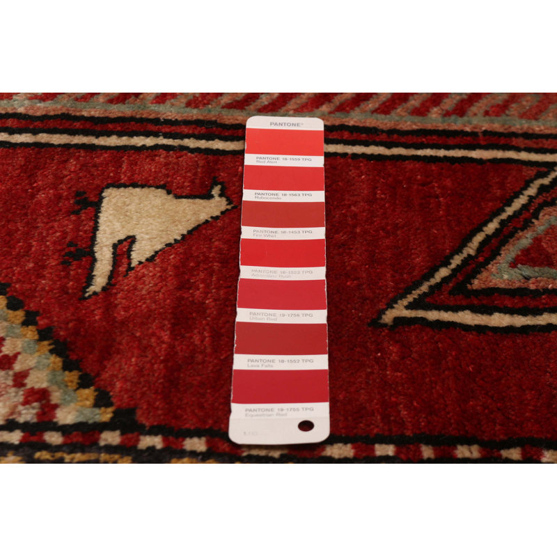 Tapis rouge en laine noué à la main Konya Anatolian 4 pi 9 po x 10 pi 5 po