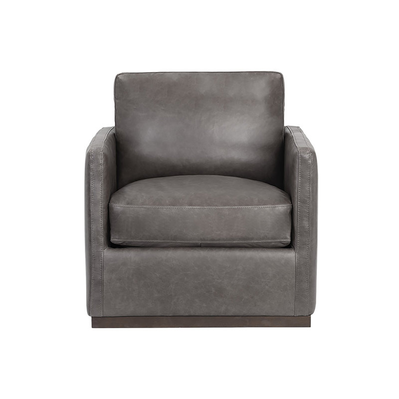 Portman Swivel Club Chair, Grey Genuine Leather