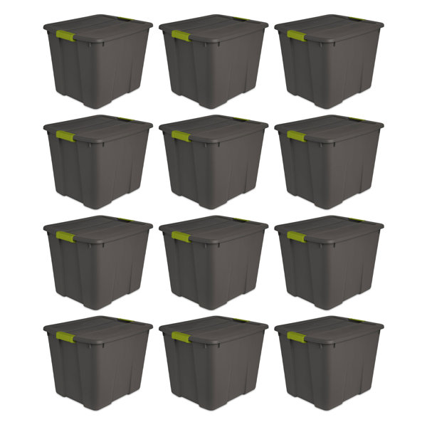 Sterilite 18 Gal Latching Tuff1 Storage Tote, Stackable Bin with Latch Lid,  Plastic Container to Organize Garage, Basement, Blue Base and Lid, 6-Pack