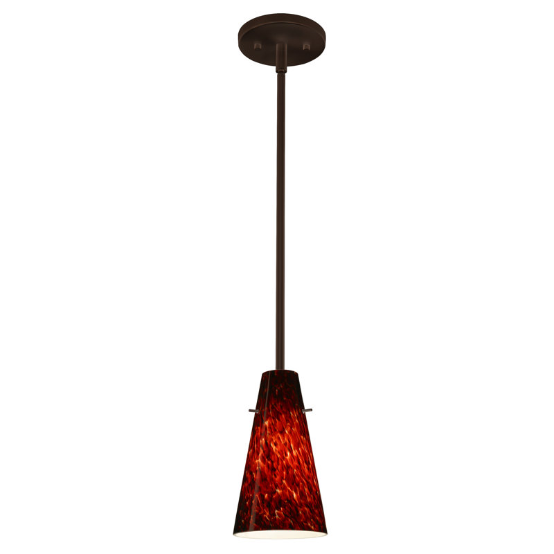 Luminaire suspendu 1 lumière à cône simple Canyon Creek, Ambre mat, Bronze, DEL