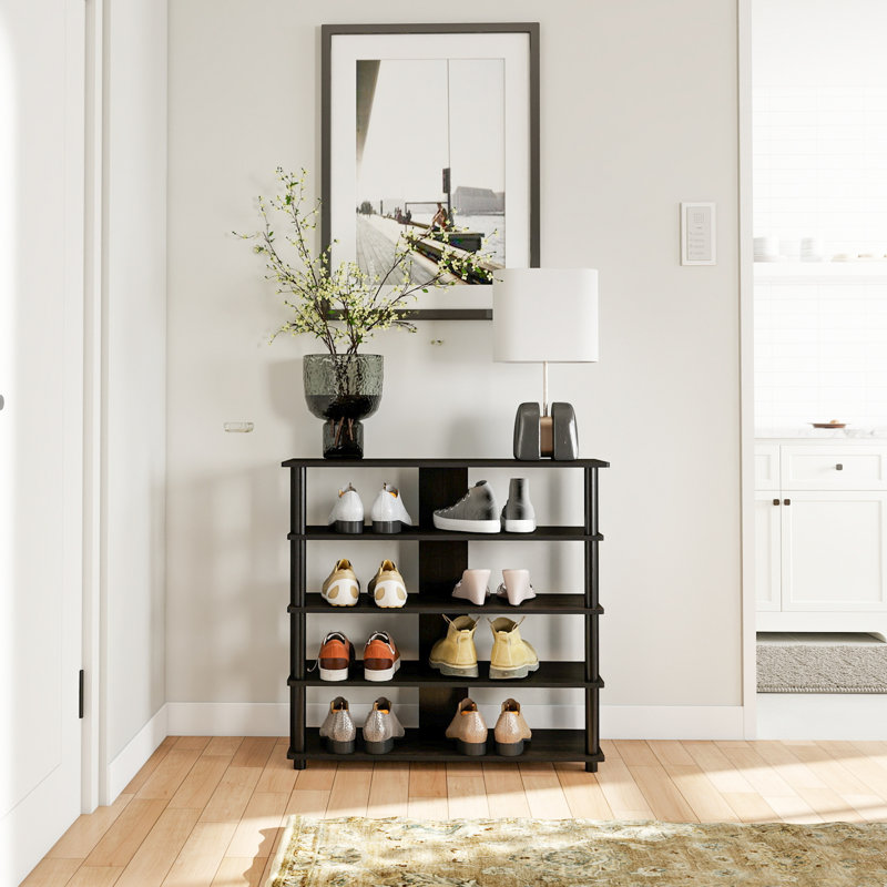 5-Tier Storage 12 Pair Shoe Rack, Espresso Wood