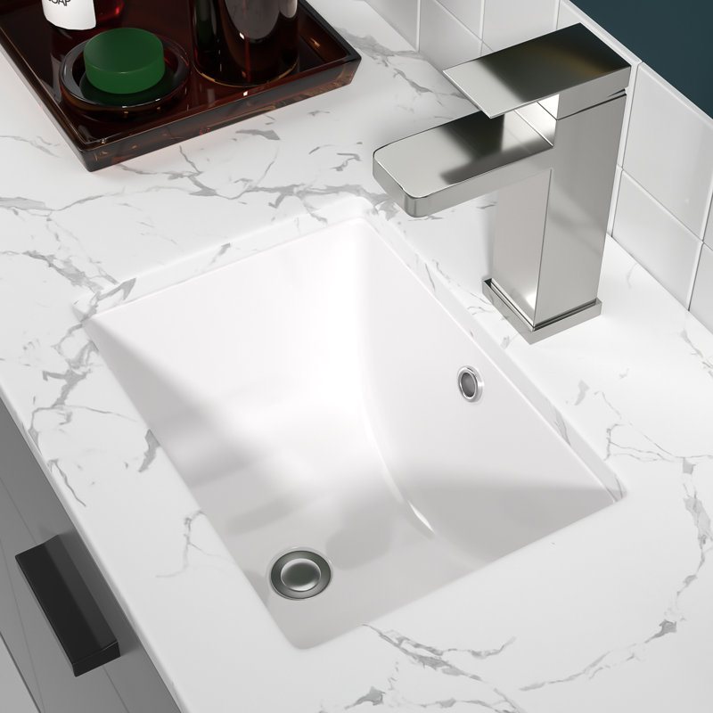 Lavabo de salle de bain rectangulaire en céramique avec trop-plein L 20 po x l 15 po
