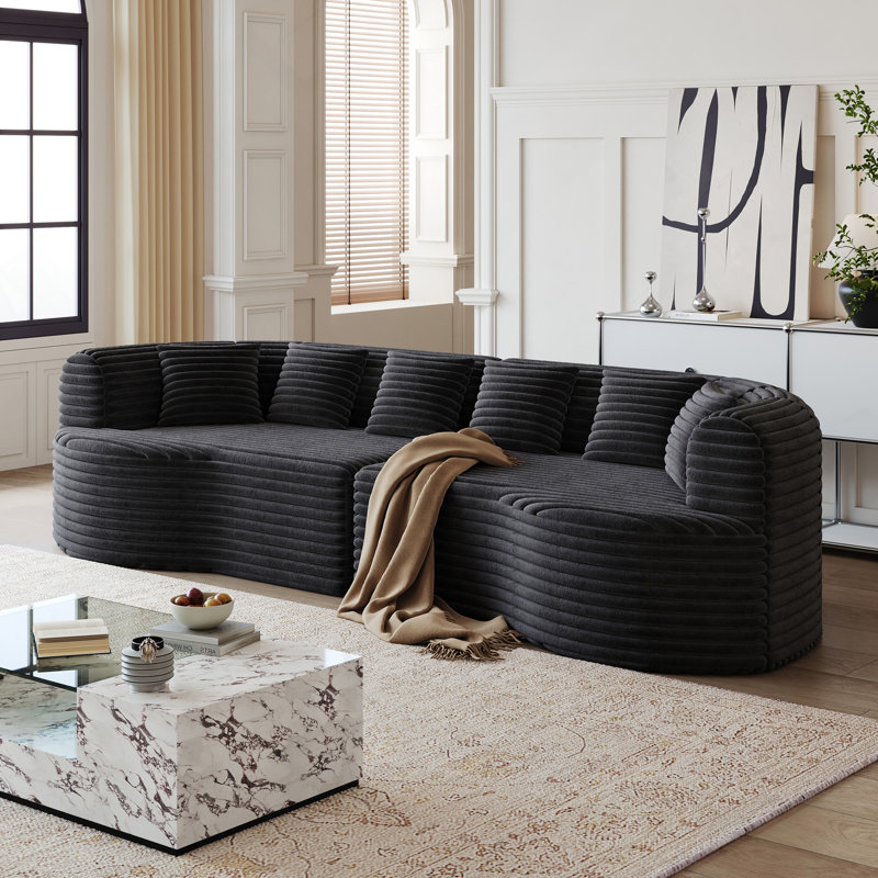 Canapé modulaire Boneless, Velours côtelé noir