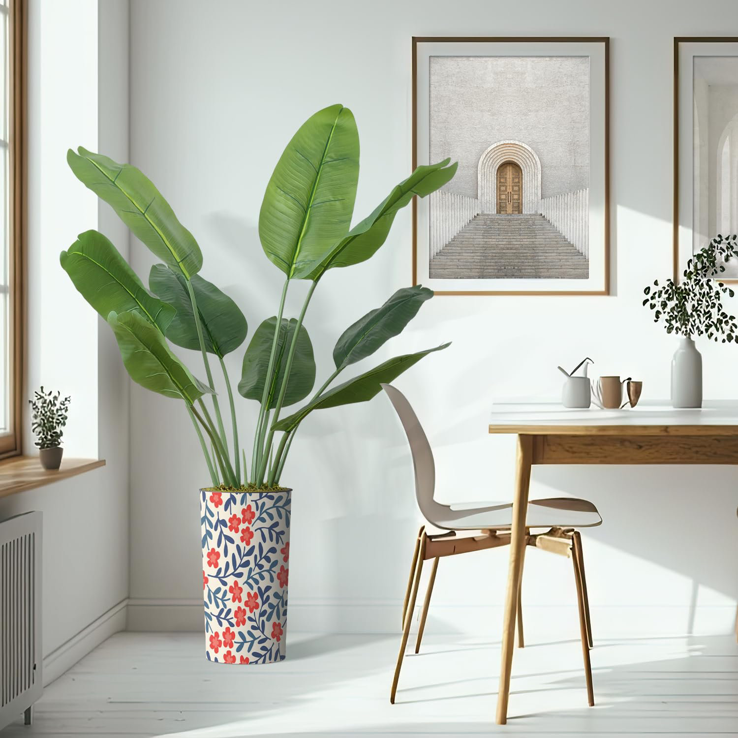 SIGNLEADER Indoor Outdoor Fake Plants Faux Banana Leaf Silk Tree