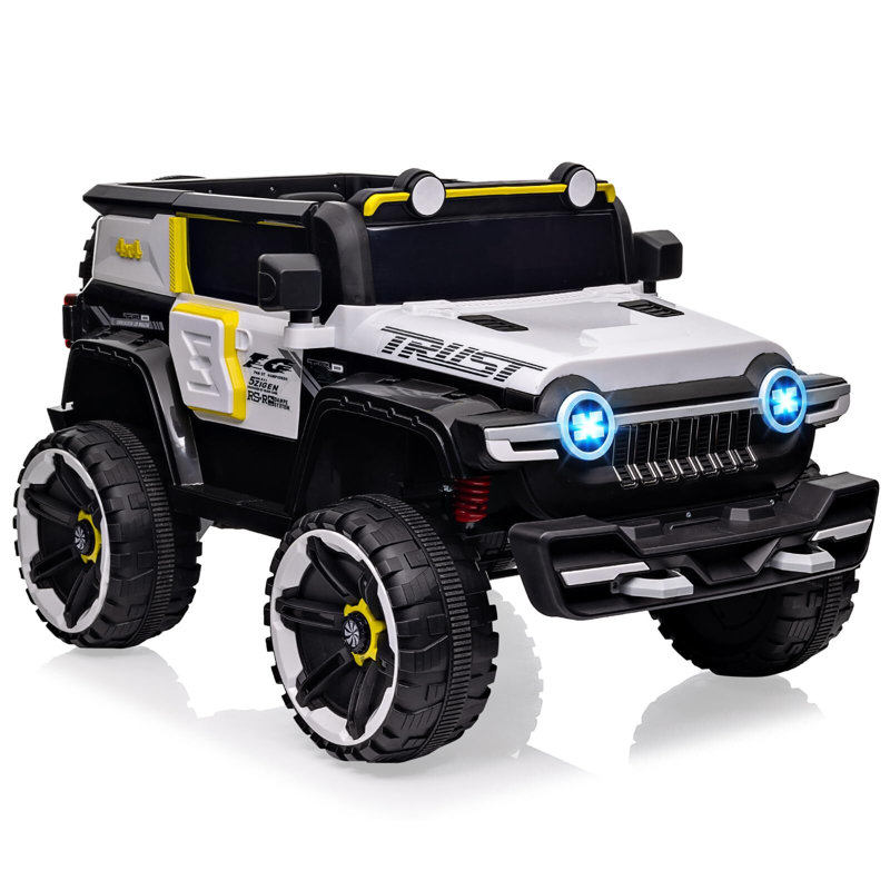 Camion électrique à piles 12V avec télécommande pour enfants 12V, Blanc