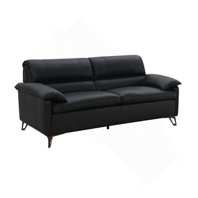 Eilene Black Top Grain Leather Loveseat