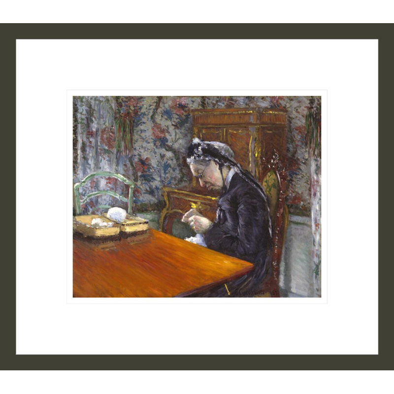 «Mademoiselle Boissière Knitting» par Gustave Caillebotte, impression giclée encadrée, H 13,75 po x l 15,61 po