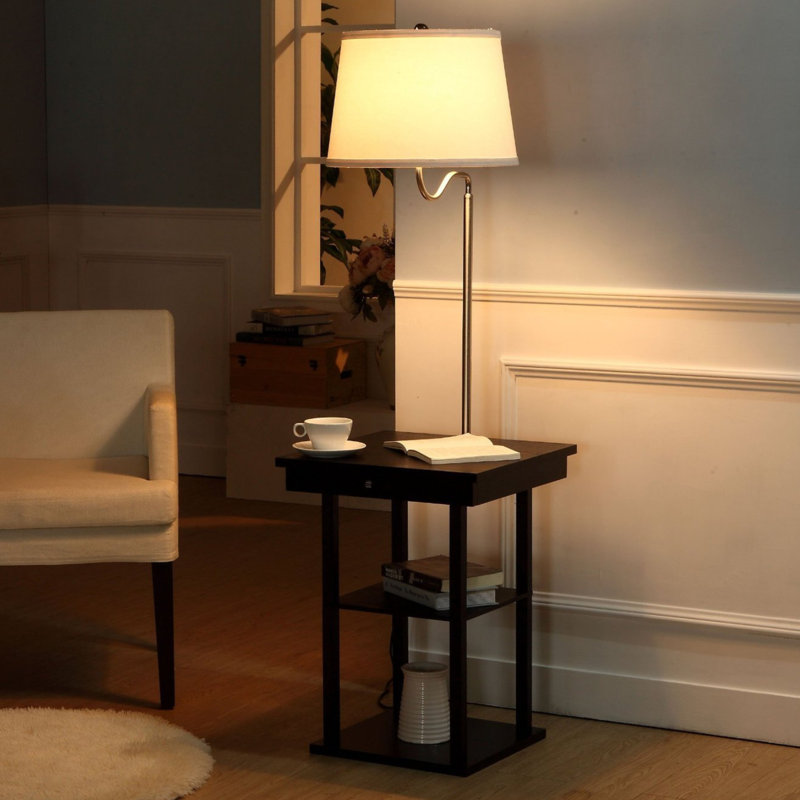 Brightech Madison Nightstand Side Table With Built In Lamp And USB Port