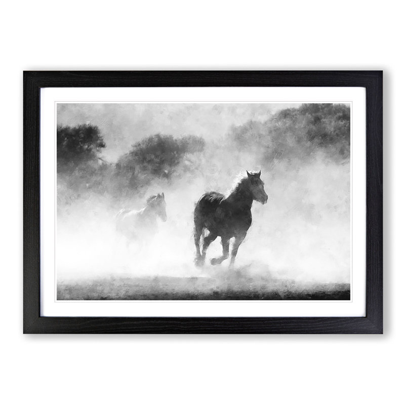 Horses - Picture Frame Painting Print, 24cm H x 33cm W x 2cm D, Black Framed
