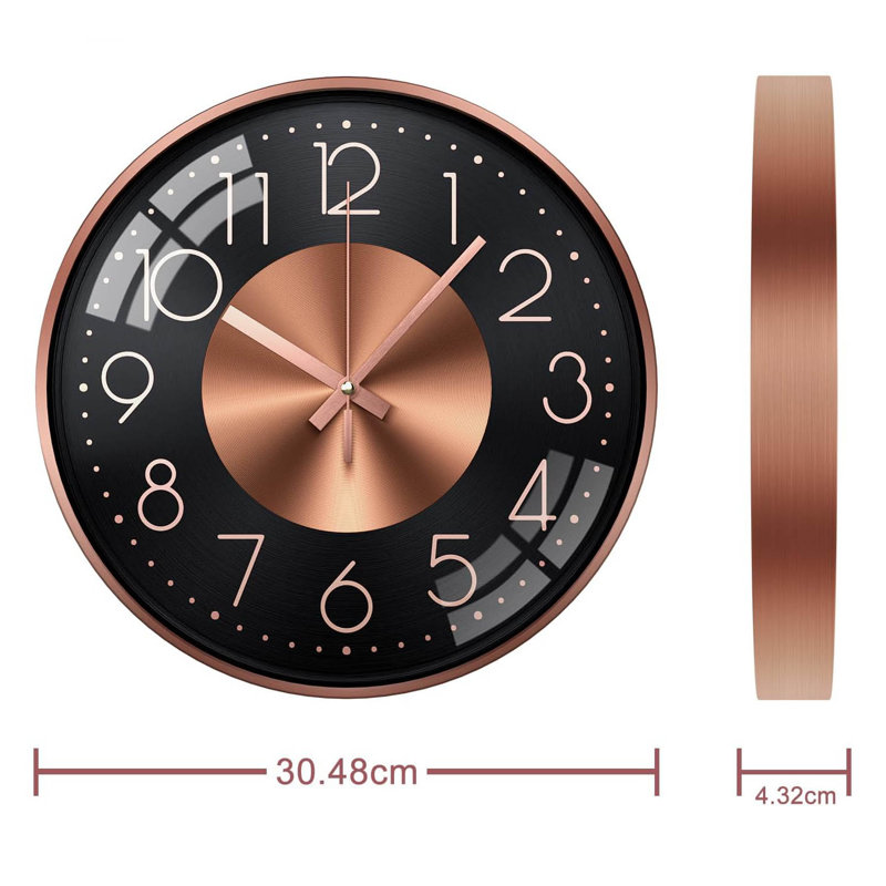 Aluminium Wall Clock, Rose Gold Number