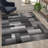 Abbie-May Modern Gray Geometric Style Color Blocked Indoor Area Rug-560955343