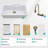 Drop In Waterfall Kitchen Sink - 33X22" White Composite Granite Quartz Single Bowl Workstation Kitchen Sink With Pull-Out Faucet