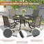 Ensemble de salle à manger en aluminium pour patio avec table ronde en aluminium et 4 chaises de salle à manger pivotantes en textilène-828372105