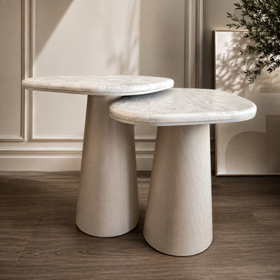 Universum Marble Pedestal Nesting End Table