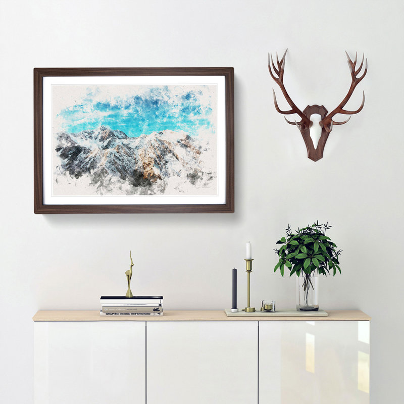 Mountains in New Zealand - Framed Print, 62cm H x 87cm W x 2cm D, Walnut Framed