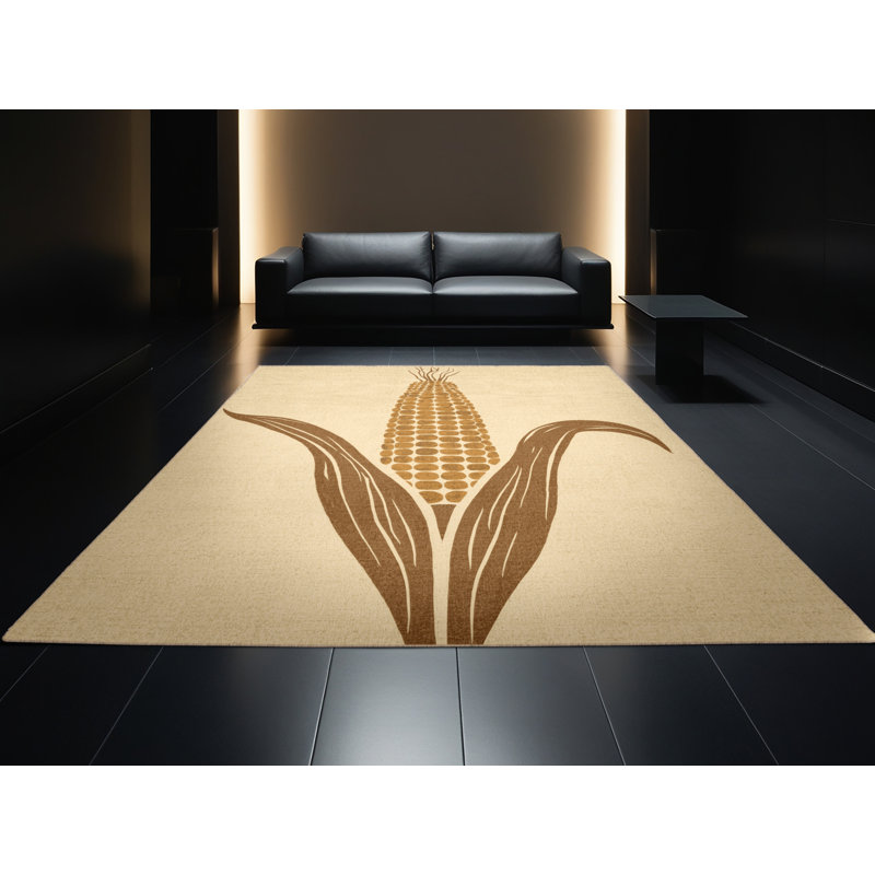 Machine Washable Dyal Thanksgiving Modern & Contemporary Abstract Rug in Brown – Beige Binding, 6x9