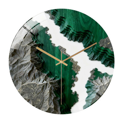 Horloge murale 12 po ronde en verre trempé avec mouvement à quartz silencieux
