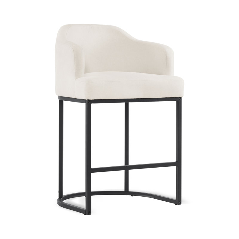Tabouret de comptoir rembourré Alyce, Beige / lin