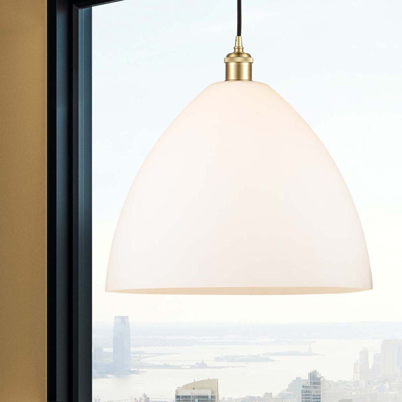 Haruka 1 - Light Single Pendant, White, 18.75" H x 16" W x 16" D, Satin Gold