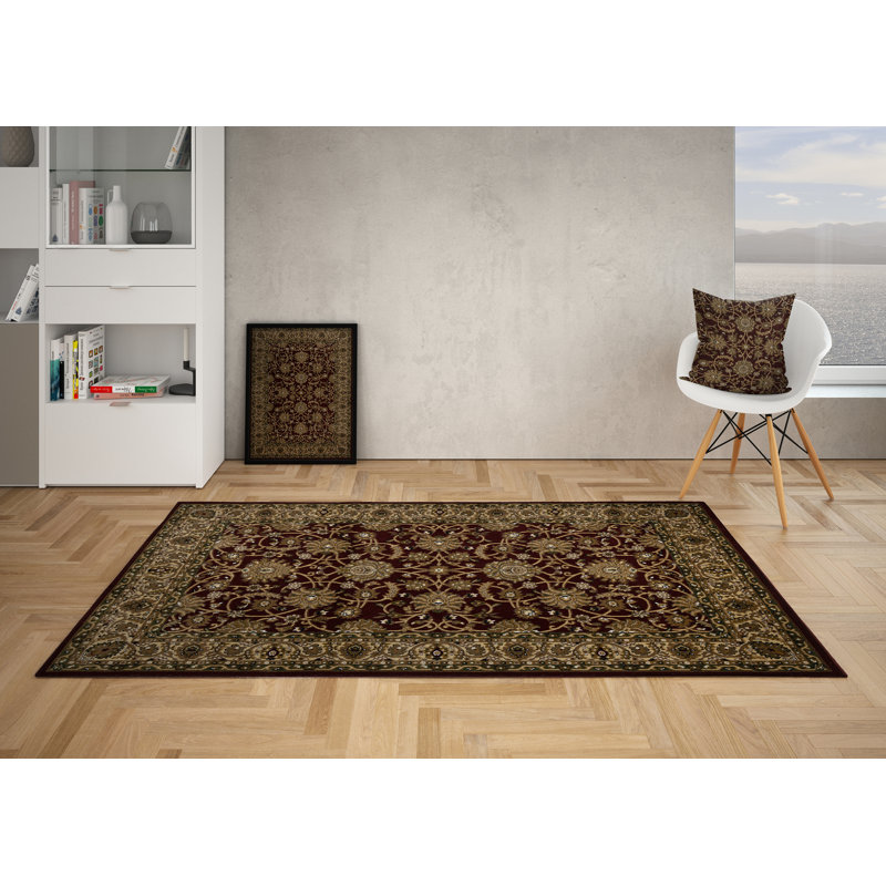 Tapis traditionnel / transitionnel rouge Batumi, Rectangle 7 pi 10 po x 10 pi