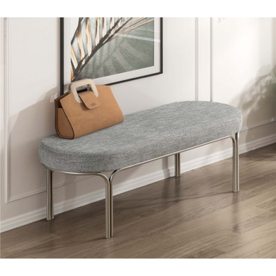 Banc rembourré en chenille avec pieds élégants en métal champagne Modern Home Furniture pour vestibule ou salon