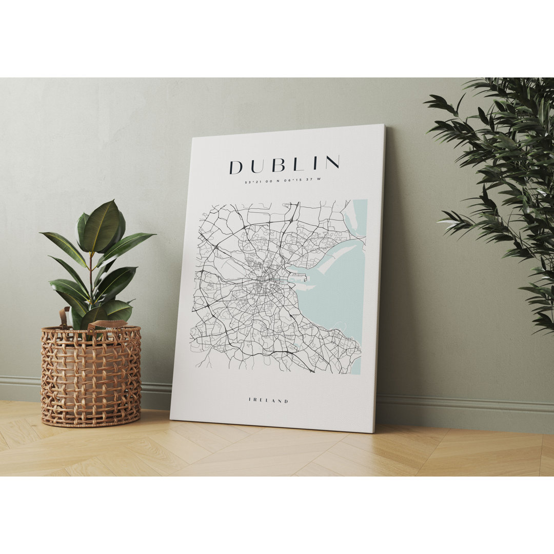 Grafikdruck Stadtplan - Dublin