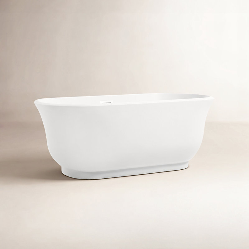 Chaylynn 59'' x 28'' Soaking Acrylic Bathtub, Polished White
