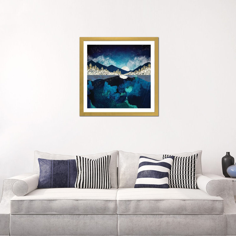 «Midnight Water», reproduction d'impression, Papier encadré doré, Blanc, H 24 po x l 24 po x p 1 po