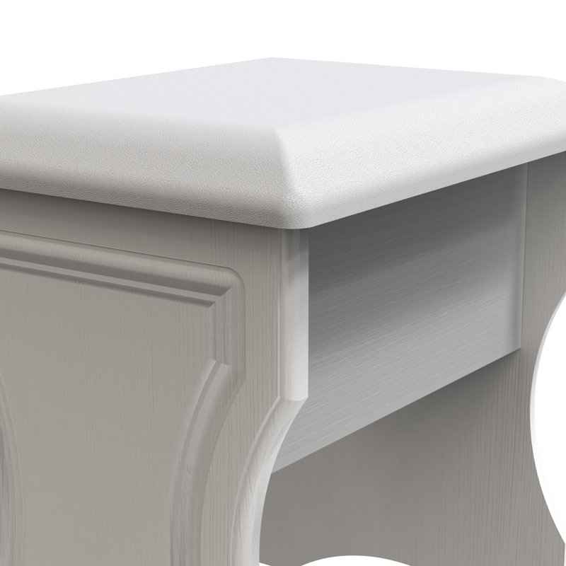 Fully Assembled Bineau Dressing Table Stool, White