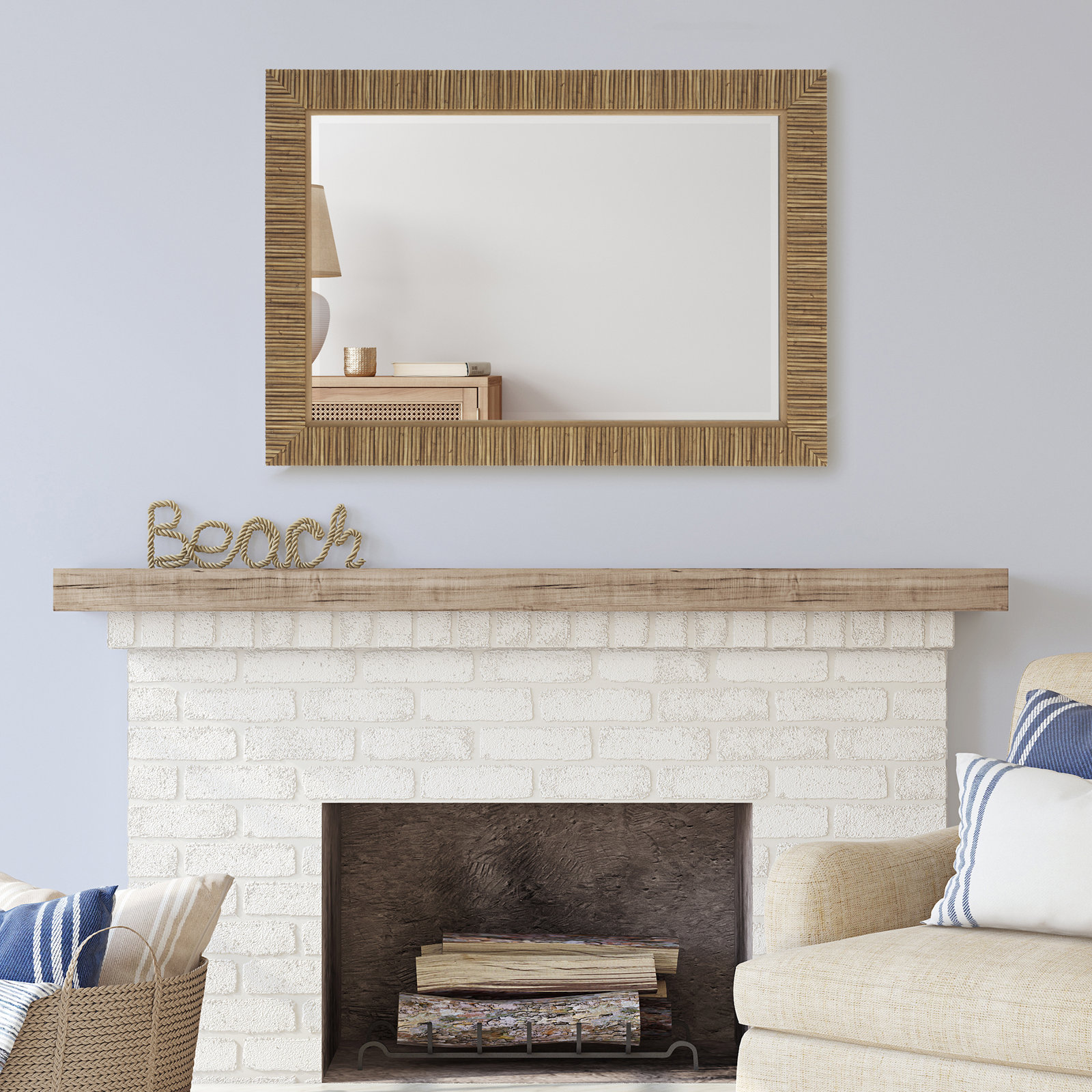 Hereen 25" Accent Mirror, 35" x 25", Brown